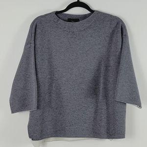Rain Knit Shirt Sweater 3/4 Sleeve Grey Size Medium